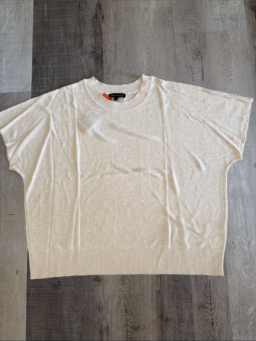 BANANA Republic Cream Linen Blend Short Sleeve Knit Top NWT